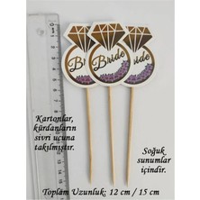 Tasarı Mağazası 10 Adet 9 cm Dekoratif Karton Bride Baskılı Pasta Kürdanı Bekarlığa Veda Kürdan