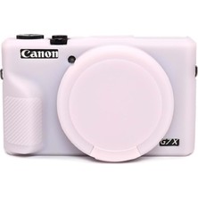 Dp Canon Powershot G7 x Mark Iıı / G7X3 Lens Kapaklı Yumuşak Silikon Koruyucu Kılıf Beyaz Renk
