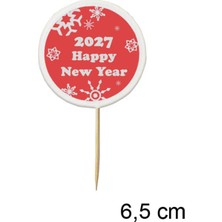 Tasarı Mağazası 10 Adet Dekoratif 2027 Happy New Year Baskılı Kürdan 6,5 cm -2 - Yılbaşı Kürdan