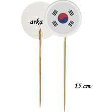 Tasarı Mağazası 15 cm Uzun Kürdan - 9 Adet Dekoratif Güney Kore Bayrağı Baskılı Kürdan-2