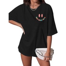 Palmira Demir Bisiklet Yaka Kısa Kol Baskılı T-Shirt - Siyah - Siyah / Xl