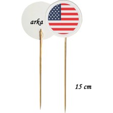 Tasarı Mağazası 15 cm Uzun Kürdan - 10 Adet Dekoratif Amerika Bayrağı Baskılı Kürdan