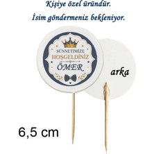 Tasarı Mağazası 10 Adet Kişiye Özel Kral Taçlı Sünnetimize Hoşgeldiniz Baskılı Kürdan 6,5 cm - 123
