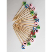 Tasarı Mağazası 100 Adet Dekoratif Yılbaşı Temalı Fimo Boncuklu Kürdan 6,5 Cm-Karışık Model-Happy New Year Toothpick