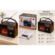 Azurtech FP-612-S Dekoratif Alev Ekranlı Güneş Enerjili Bluetooth Radyo Usb/tf Kart Fm/am/sw