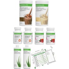 Herbalife 2'li Eko Set 2 Ahududu Shake + 2 Şeftali Çay + 2 Thermo + 2 Aloe Vera + Diyet Listesi Hediye