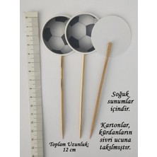Tasarı Mağazası 10 Adet 9 cm Dekoratif Karton Futbol Topu Şeklinde Pasta Kürdanı