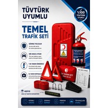 Serbugo Tüvtürk Onaylı Kırmızı Eva Çantalı Araç Trafik Seti ve Ilk Yardım Seti (Araç Içi Numaratör Hediyeli)