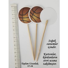 Tasarı Mağazası 10 Adet 9 cm Dekoratif Karton Basket Topu Şeklinde Pasta Kürdanı