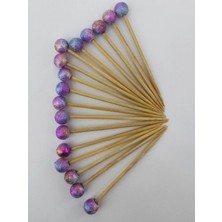 Tasarı Mağazası 50 Adet Dekoratif Pembe Parlak Sim Boncuklu Pasta Kürdanı 6,5 cm - Boncuk 8 mm