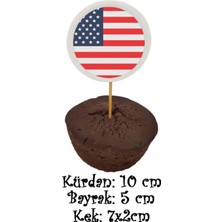 Tasarı Mağazası 10 Adet Dekoratif Amerika Bayrağı Baskılı Kürdan 6,5 cm