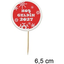 Tasarı Mağazası 10 Adet Dekoratif Hoş Geldin 2027 Baskılı Pasta Kürdanı 6,5 cm -4 - Yılbaşı Kürdan