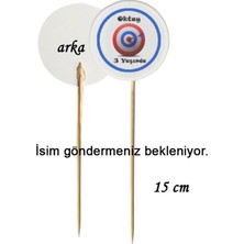 Tasarı Mağazası 15 cm Uzun Kürdan - 10 Adet Kişye Özel Dekoratif Okçuluk Hedef Tahtası Baskılı Pasta Kürdanı -1