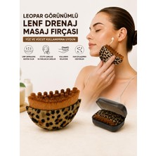 3b Trend Leopar Görünümlü Lenf Drenaj Masaj Fırçası Yüz ve Vücut Masaj Aleti Koruyucu Kutulu