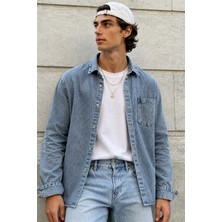Tarz Cool Erkek Regular Denim Gömlek – Yıkamalı Kot Uzun Kollu Cepli Jean Gömlek