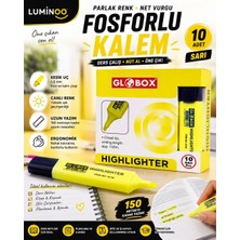 Luminoo Fosforlu Kalem Fosforlu Sarı 10'lu Set Kesik - Flat Uçlu Highlighter Ders Çalışma ve Ofis Kalemi