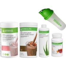 Herbalife Set 2 Adet Shake (Ahududu-Çikolata) 1 Ad. Aloevera 1 Ad. Şeftali Çay 50 gr ve Shaker