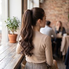 Handmade Isıya Dayanıklı Yeni Model At Kuyrugu Dalgalı Gür Saç Aksesuarı Peruk Postiş Saç