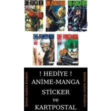 Akılçelen Kitaplar One Punch Man 1-2-3-4-5 Manga Seti (5 Kitap) / Tek Yumruk / Anime-Manga Sticker ve Kartpostal Hediyeli