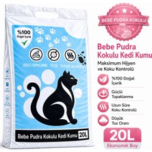 Cotyora 20 Lt Bebek Pudra Kokulu %100 Doğal Bentonit Kedi Kumu %99.9 Tozdan Arındırılmış Topaklanan Koku Hapseden Kedi Kumu