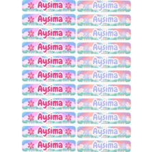 Atatuğ Hediyelik Kişiye Özel 22 Adet Gökkuşağı ve Çiçek Konseptli Kitap Etiketi - A4 Parlak Kuşe Sticker