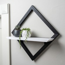 Decorius Geometrik Kare Duvar Rafı | Çiçeklik Veya Mini Kitaplık Tablo Raf | 34.5 x 34.5cm