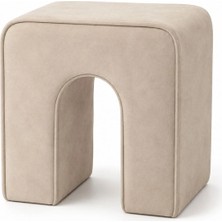 Mefaks Tekstil Nu Bench Dekoratif Puf Tabure Krem Baby Face Kumaş 43X37X43 cm
