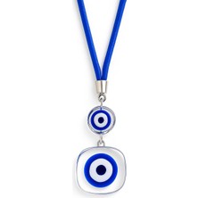 Happy Trend Gerçek Cam Nazar Boncuğu Araba Dikiz Aynası Süsü – Çift Cam Mavi Boncuklu, El Yapımı Premium Araç Aksesuarı, Şans & Koruma Sembolü, Evil Eye Car Rearview Mirror Charm
