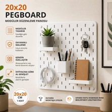 Basart Modüler Pegboard Duvar Düzenleme Paneli Seti 20X20 cm – Çok Amaçlı Alet ve Aksesuar Organizeri, Genişletilebilir Duvar Panosu