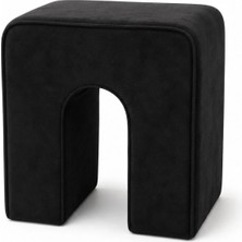 Mefaks Tekstil Nu Bench Dekoratif Puf Tabure Siyah Baby Face Kumaş 43X37X43 cm