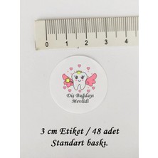 Tasarı Mağazası 48 Adet 3cm Mat Yapışkanlı Etiket - Pembe Diş Buğdayı Mevlidi Baskılı Mini Diş Etiketi - 1
