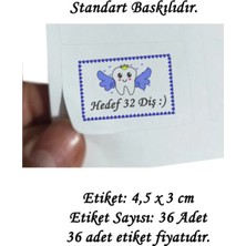 Tasarı Mağazası 36 Adet 4,5x3 cm Mavi Hedef 32 Diş :) Baskılı Mat Etiket - Standart Baskılı-5