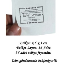 Tasarı Mağazası 36 Adet 4,5x3 cm Kişiye Özel 7 Çiçekli Dörtgen Ruhuna El-Fatiha Baskılı Mat Etiket - Vefat Etiketi-2