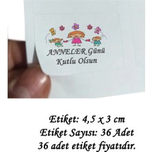 Tasarı Mağazası 36 Adet 4,5x3 cm Çiçekli Anneler Günü Kutlu Olsun Baskılı Mat Etiket-Standart Baskılı-1