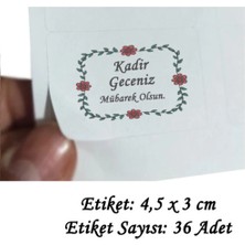 Tasarı Mağazası 36 Adet 4,5x3 cm Çiçekli Kadir Geceniz Mübarek Olsun Baskılı Mat Etiket- Lokum Kutusu Etiketi-6