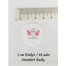 Tasarı Mağazası 48 Adet 3cm Mat Yapışkanlı Etiket - Pembe Isırma Sırası Bende Baskılı Mini Diş Etiketi - 9