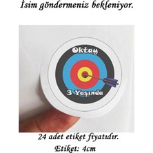 Tasarı Mağazası 24 Adet 4 cm Kişiye Özel Doğum Günü Okçuluk Hedef Tahtası Baskılı Mat Etiket Sticker -2