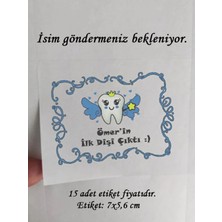 Tasarı Mağazası 15 Adet 7x5 cm Mavi Kişiye Özel Ilk Dişim Çıktı Baskılı Mat Etiket Sticker - Dörtgen Etiket-4