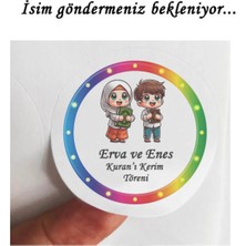 Tasarı Mağazası 24 Adet 4 cm Kişiye Özel Kız ve Erkek Çocuk Kuran Töreni Baskılı Mat Etiket Sticker-1