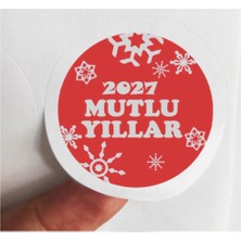 Tasarı Mağazası 24 Adet 4 cm 2027 Mutlu Yıllar Baskılı Yapışkanlı Mat Etiket-9 - Yılbaşı Hediye Paketi Etiketi