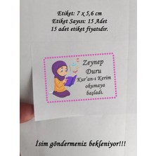 Tasarı Mağazası 15 Adet 7x5 cm Kişiye Özel Pembe Kur’an-I Kerim Okumaya Başladı Baskılı Yapışkanlı Mat Etiket -1
