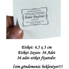 Tasarı Mağazası 36 Adet 4,5x3 cm Kişiye Özel Dörtgen Ruhuna El-Fatiha Baskılı Mat Etiket - Vefat Etiketi-1