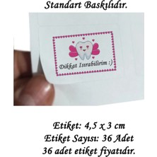 Tasarı Mağazası 36 Adet 4,5x3 cm Pembe Dikkat Isırabilirim :) Baskılı Mat Etiket - Standart Baskılı-3