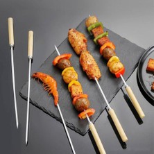 Munico 16 Adet Kaymaz Düz Barbekü Şişleri Haşlanma Önleyici Düz Barbekü Iğnesi Ev Ticari Kullanım