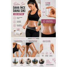 Munico 3 Adet Bel Inceltme Streçi 5 cm x 200 Metre Şeffaf Vücut Sarma Filmi Spor Terleme Destek Bandı Kol