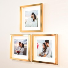 Empressco Yapışkanlı Sök-Tak Paspartulu Altın 21X21CM Kare Fotoğraf Çerçevesi - 3'lü Paket