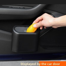 Munico 2 Adet Araba Kapısı Koltuk Klipsi Stand Tutucu Kit Siyah Kare Basmalı Kapaklı Mini Taşınabilir Çöp