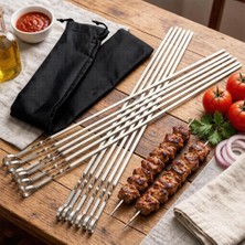 Munico 20 Adet Izgara Için Şişler Paslanmaz Çelik Uzun Düz Barbekü Çubukları Kamp Dış Mekan Pişirme Parti