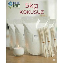 Empressco 5 kg Kokusuz Beyaz Inci Tozu Mum ( 125 Adet 20 cm Fitil ile ) Beyaz Toz Mum, Mum Kandil