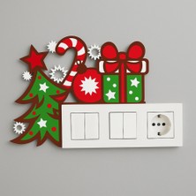 Decorius Yılbaşı Temalı Kapı Süsü - Yılbaşı Kapı Köşe Süsü | Çam Ağacı, Hediye Kutusu ve Şeker Bastonlu Dekoratif Kapı Üstü Süsü | Yeni Yıl, Noel, Ev, Ofis ve Çocuk Odası Için Şık Dekorasyon Aksesuarı